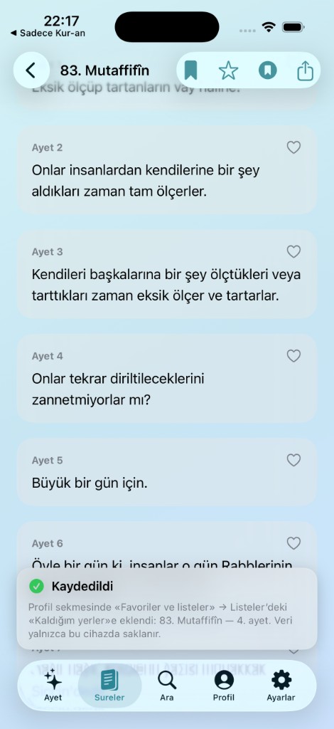 Kilit ekranında Sadece Kur'an widget